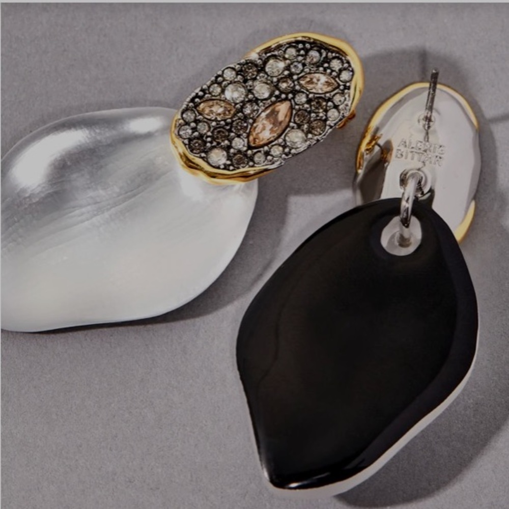 ALEXIS BITTAR • NEW Solanales Crystal Lake Lucite Petal Post Silver Earrings - Picture 6 of 8